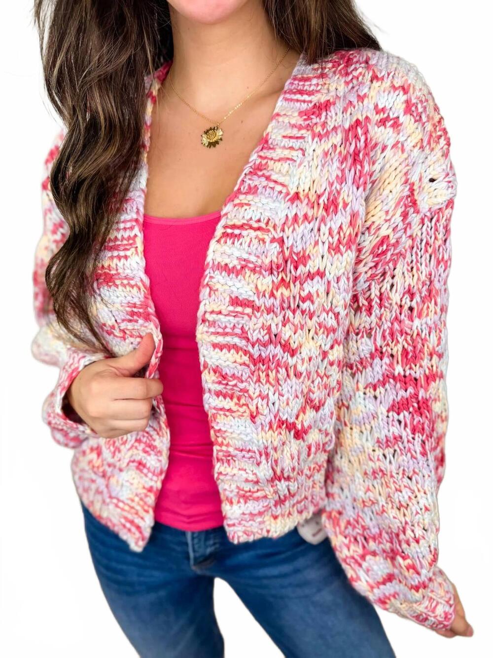 NEW BIBI knit long sleeve cardigan in pink